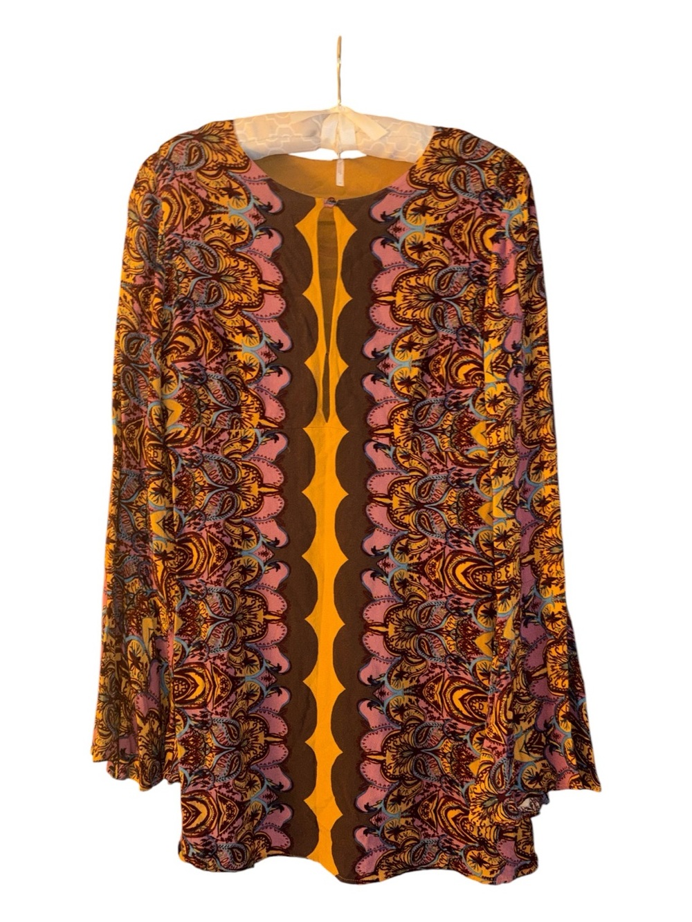 Free People Multicolor Paisley Bohemian Mini Dress Size 10 excellent condition